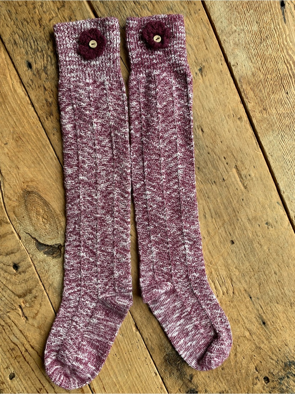 Free People Knee Height Marled Button Socks